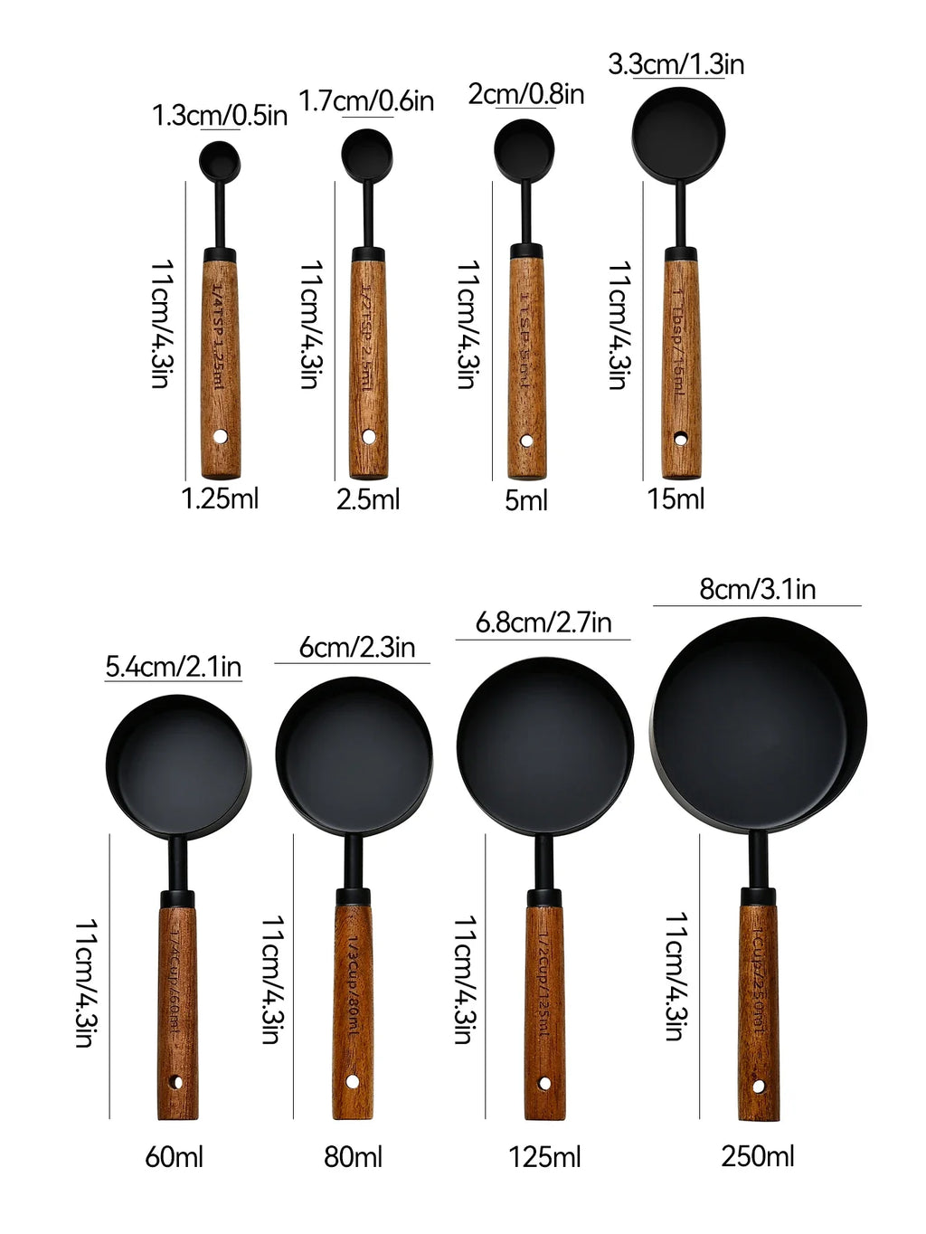 8Pcs Measuring Spoon Set Stainless Steel Multifunctional Cookware Portable Heavy Duty Kitchen Gadgets Baking Seasoning Spoon