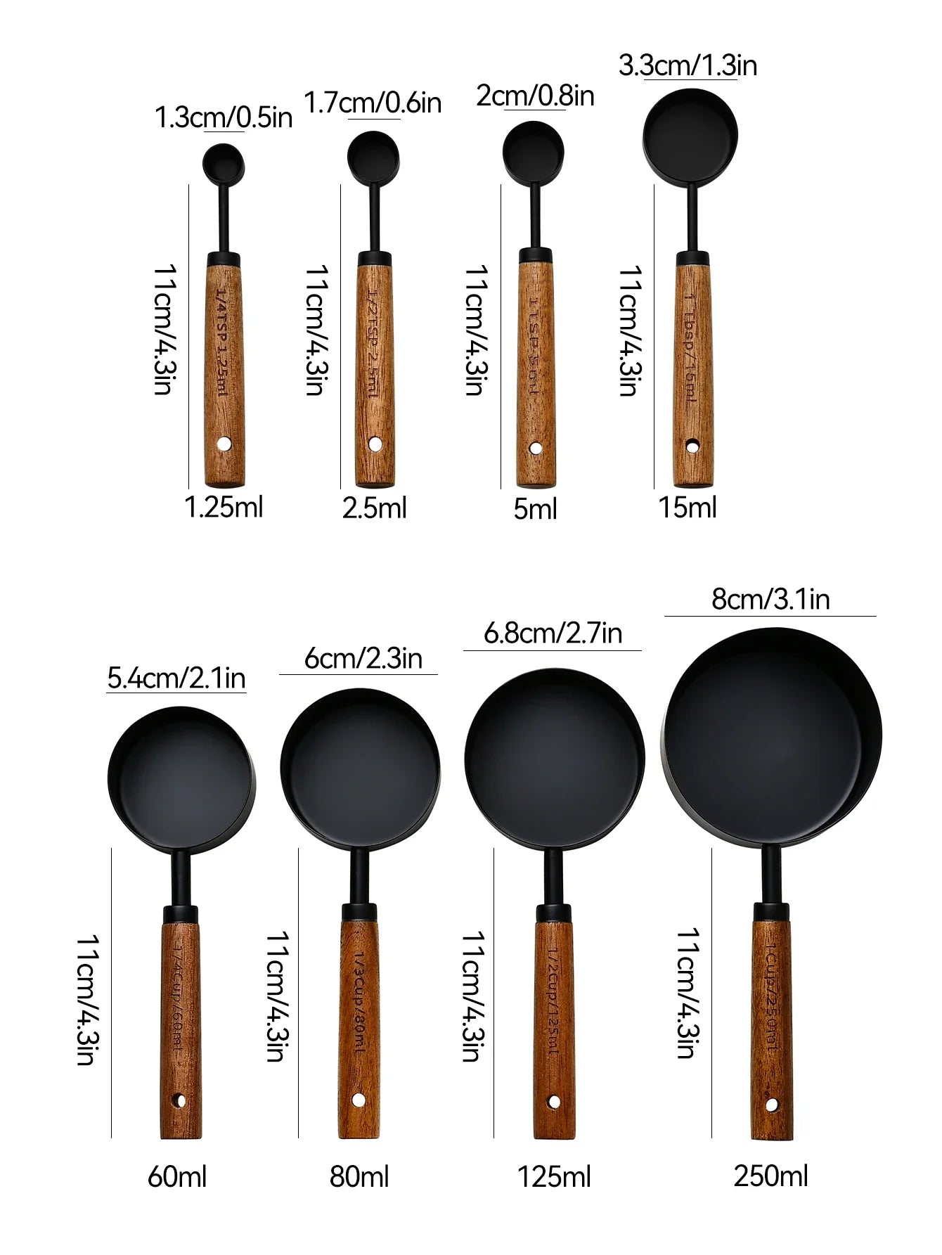 8Pcs Measuring Spoon Set Stainless Steel Multifunctional Cookware Portable Heavy Duty Kitchen Gadgets Baking Seasoning Spoon