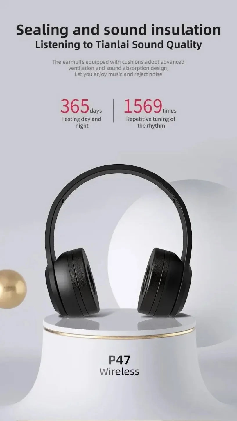 Wireless Headset Bluetooth 5.0 Foldable Sport Over Ear Headphones Stereo Bass Earphone for Running Gaming Phone Tablet