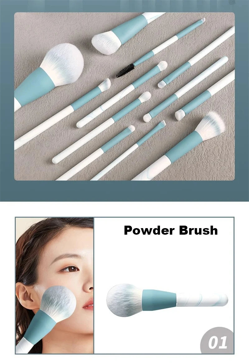 12pcs Makeup Brushes Set Portable Foundation Powder Blending Blush Concealer Synthetic Fiber Bristle Brush Blending Makeup Brush