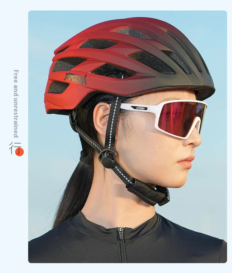 JEPOZRA Cycling Helmet Man Women LED Light Helmet Road Mountain Bike Helmet Bicycle Helmet Rechargeable Brim Design Helmet