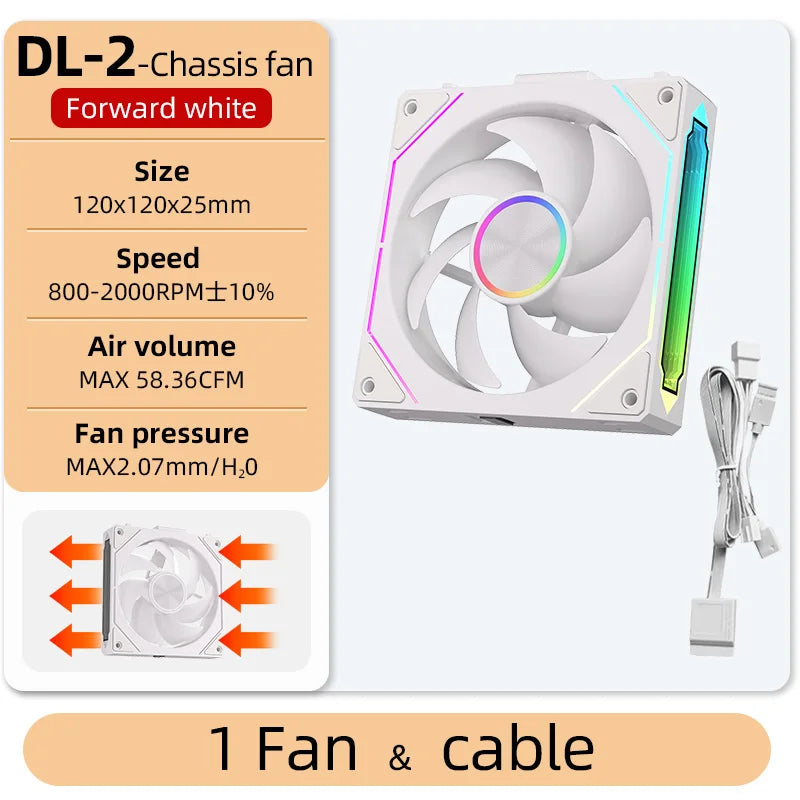 Coolcirc DL-2 Modular Wireless Splicing 120mm PC Case Cooling Fan ARGB Infinite Mirror Lighting Effect for Computer Water Cooler