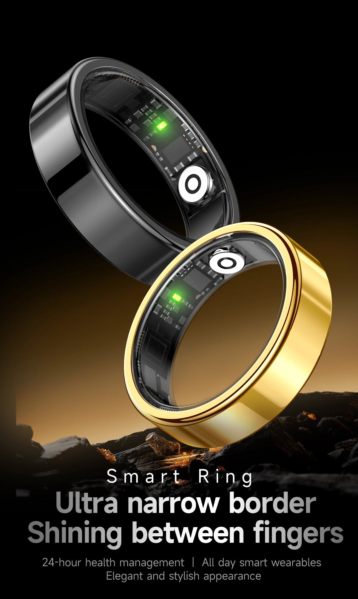 R09 Smart Ring Men Women with Charging Case Heart Rate Blood Oxygen Skin Temperature Monitor Waterproof For Android iOS R12