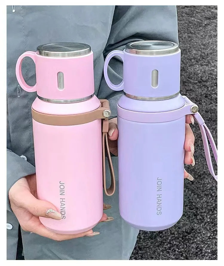600ml Stainless Steel Coffee Cup Travel Thermal Mug Leak-Proof Thermos Bottle Tea Coffee Mug Office Business Style Thermos