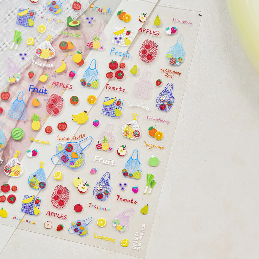 Sweet Summer Delicious Watermelon Ice Cream 5D Nail Art Sticker Elegant Bowknot Cool Ice Square Jelly Nail Decals for Manicure