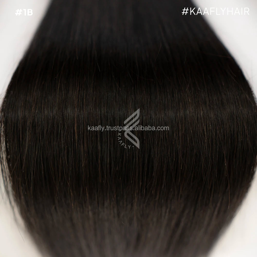 Natural Looking European Virgin Flat Tip Keratin Bond Human Hair Extensions in Black (Dyed)