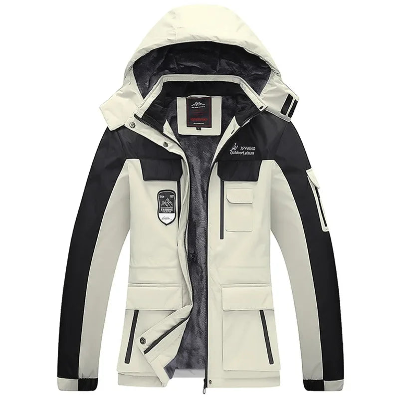 Men's Casual Warm Jackets Mens Plus Velvet Thickening Hooded Coats Ski Suit Coat Winter Jacket Men Parka 6XL 7XL 8XL Jacket