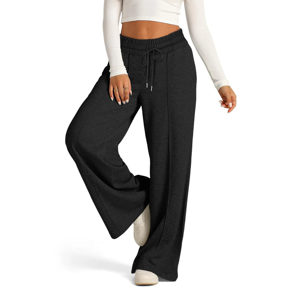 Womens Wide Leg Sweatpants High Waisted Baggy Flared Pants Drawstring Athletic Joggers Casual Daily Wear Loose Yoga Sports Pants