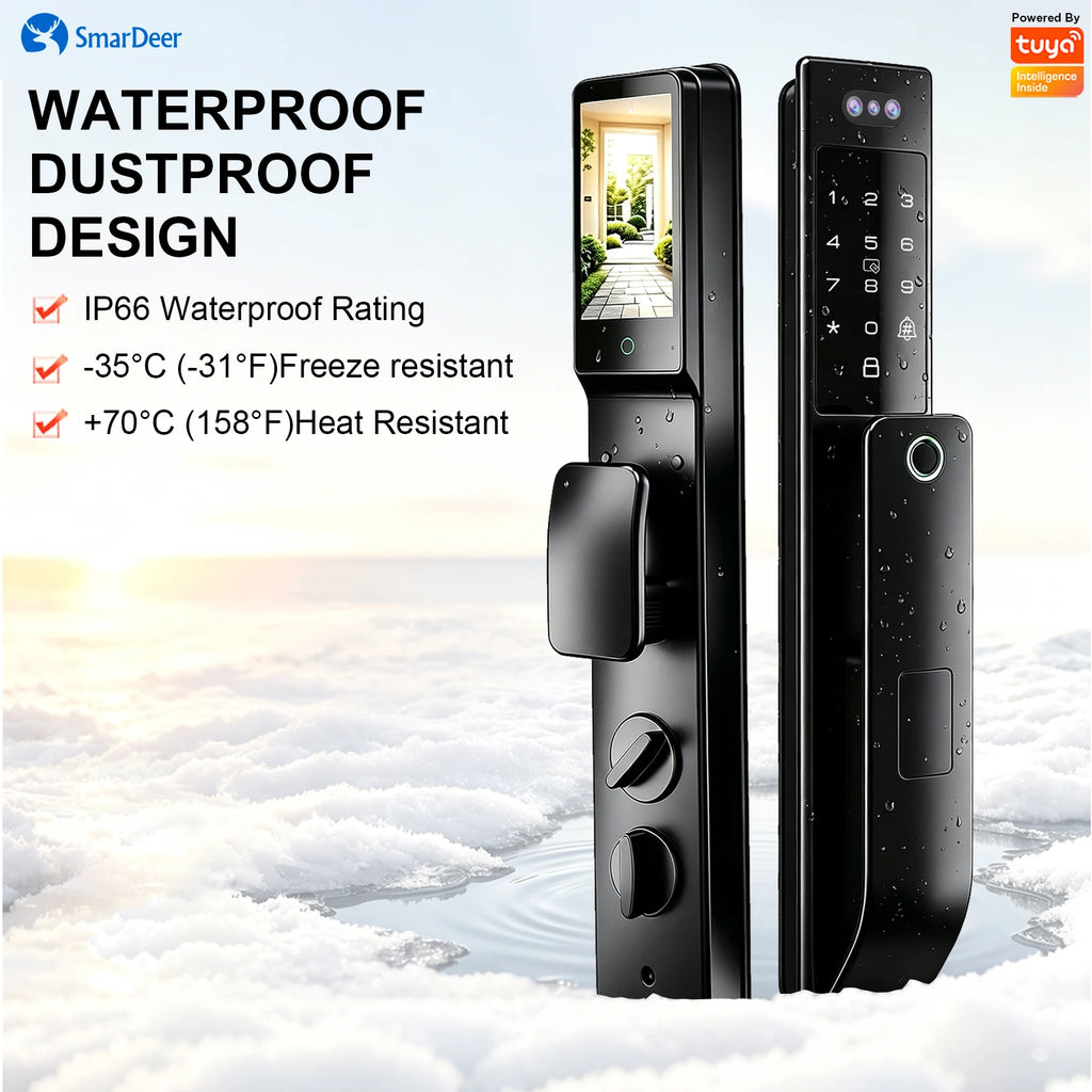 3D Face & Palm Vein Smart Door Lock, IP66 Waterproof Dual Biometric Lock, Fits Euro 6068/6085/5572 & Israel 6590 Lock Bodies