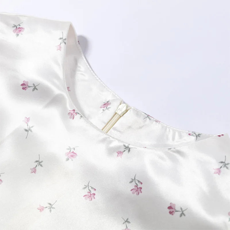 Elegant Women's Printed Waistband Stain Long Dress Slim Waist Cinched Bubble Sleeve Dresses 2026 Spring Summer Party Robes