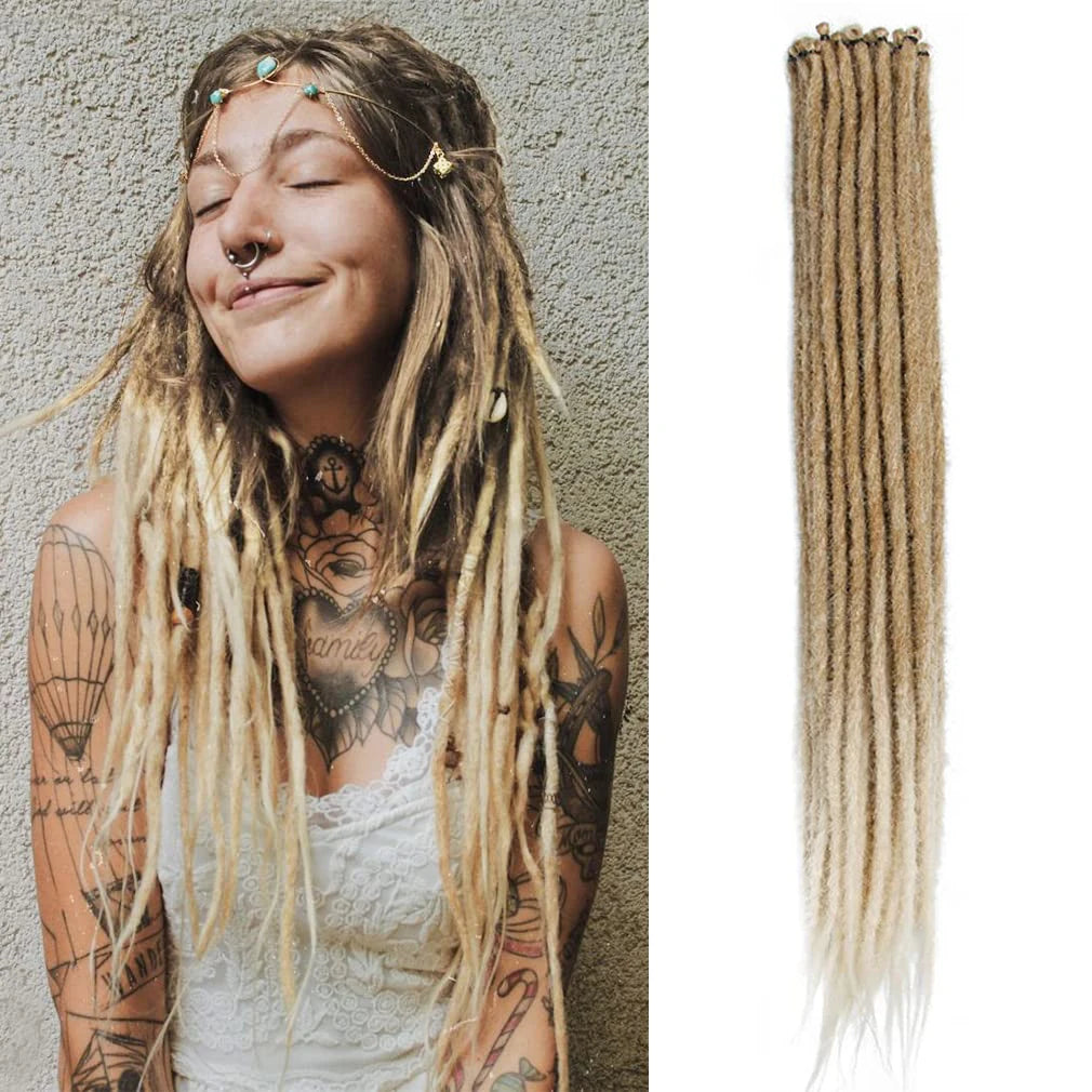 Synthetic Dreadlock Extensions 24 Inch 5 Strands/Pack Single Ended Thin Dreads Extensions Crochet Soft Hippe Dreads Handmade Loc