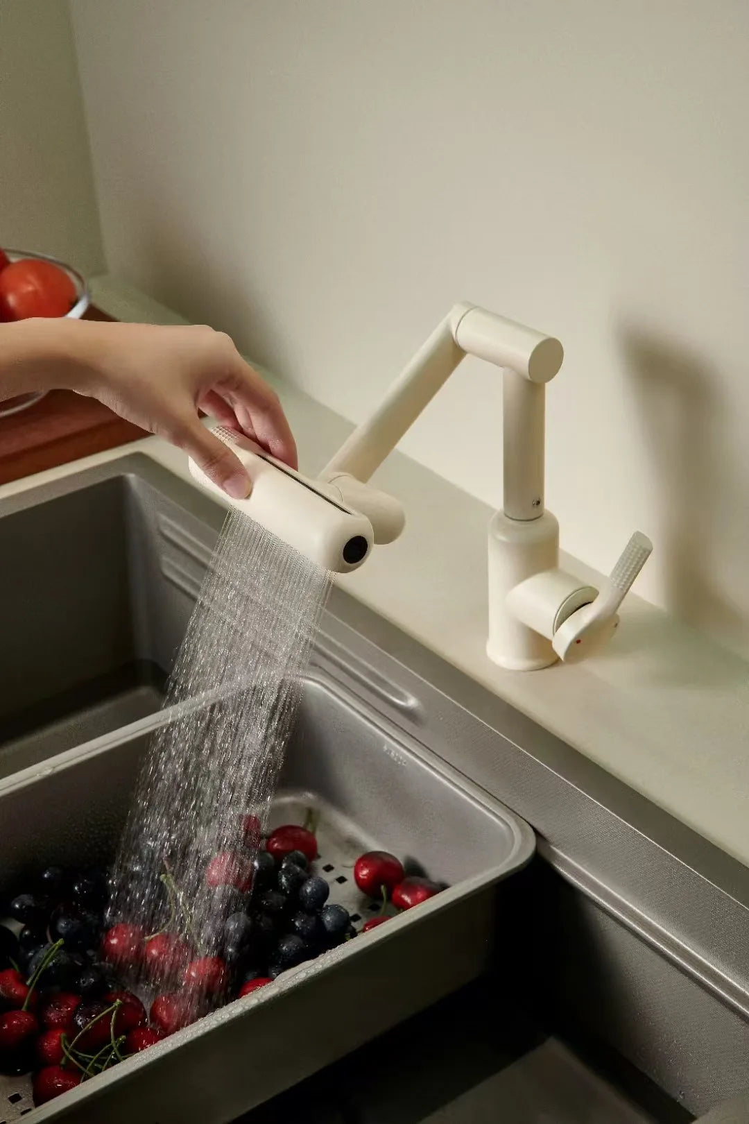 Stainless steel household kitchen hot and cold sink faucet multifunctional universal mechanical arm rotating washbasin