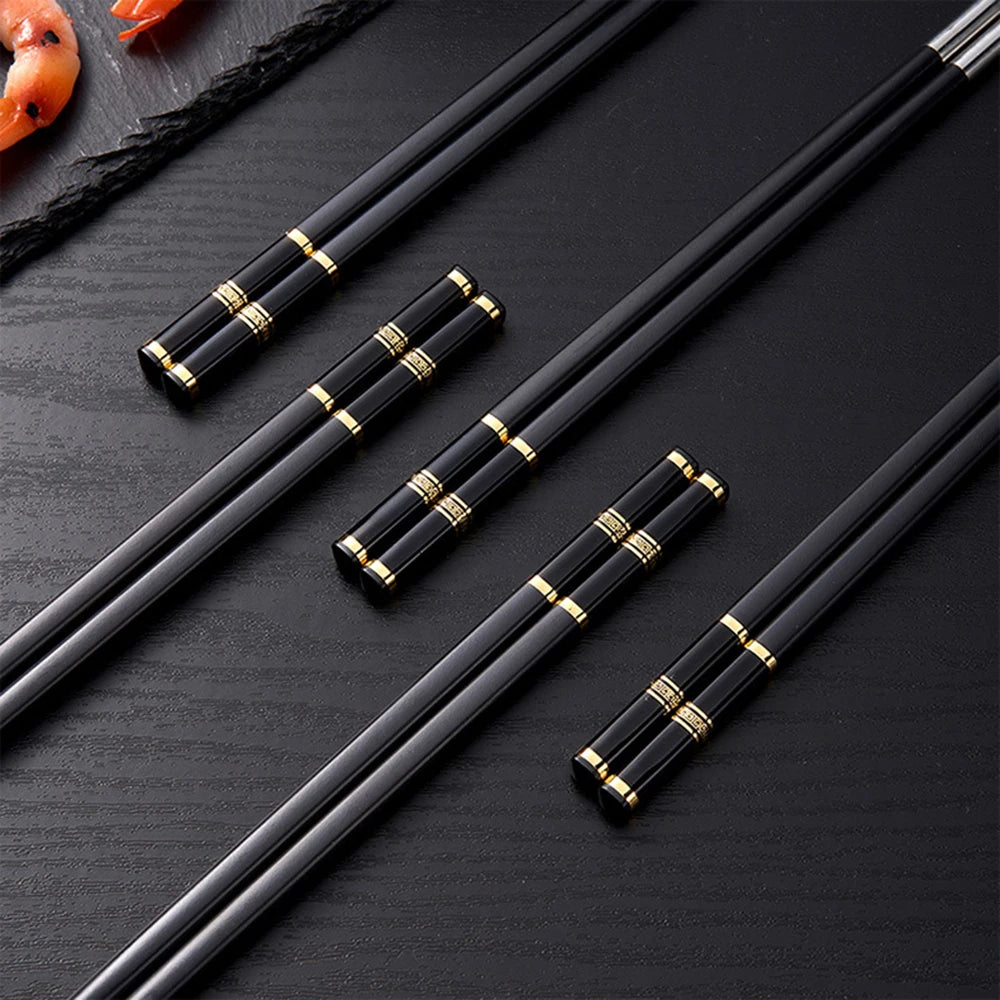 2-8 Pairs Alloy Chopstick Reusable Non-slip Sushi Food Chop Sticks Chopsticks Metal Chinese Chop Stick Tableware Kitchen Gadgets