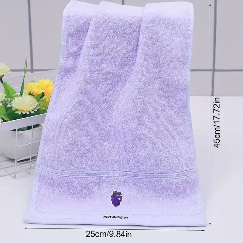 Fruit Themed Embroidered Hand Towels (Set of 5) - Soft Cotton Material, Ultra Absorbent & Quick-Drying for Face & Daily Use