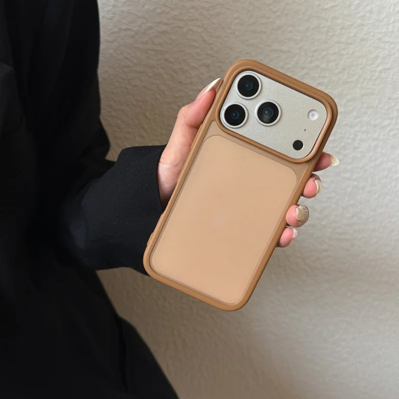 Original Translucent Glossy Matte Texture Case For iPhone 17 16 15 14 13 Pro Max Business Simple Armor Shockproof Hybrid Cover