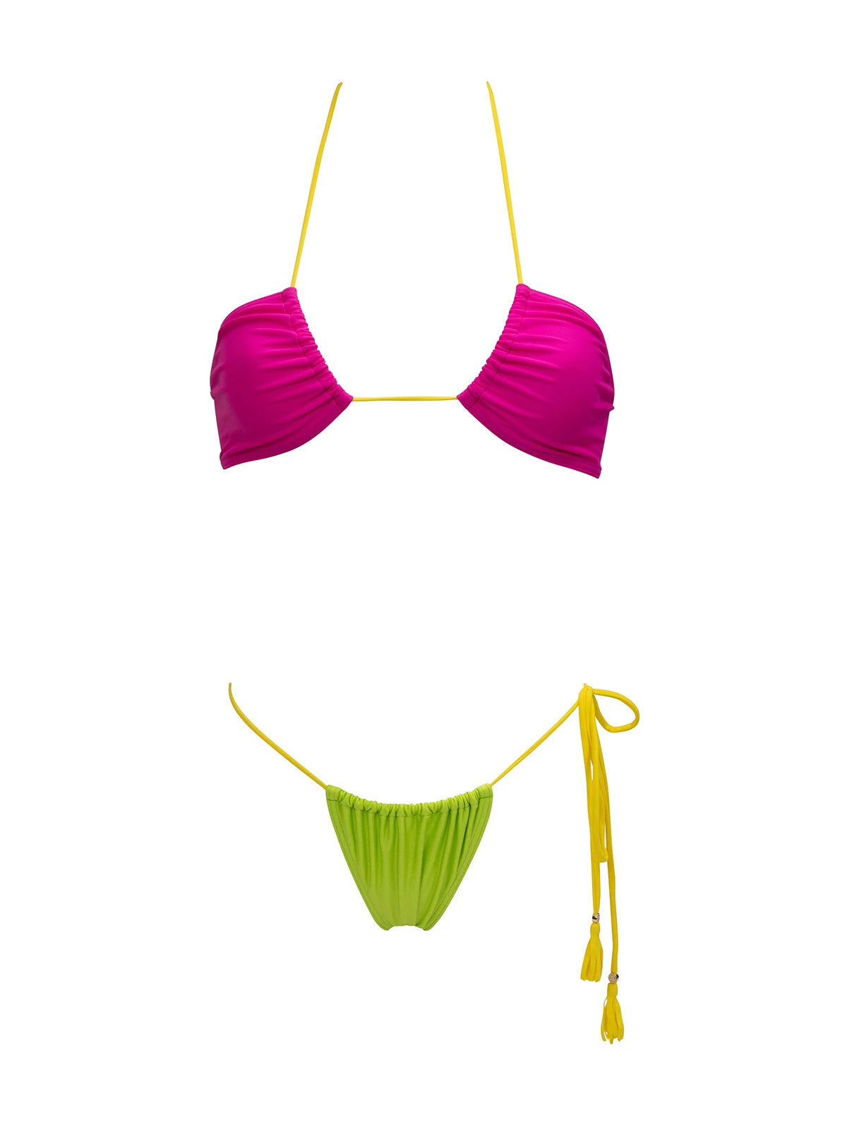 Micro Bikini Thong Women Swimsuit Halter Shiny Bikini Set Mini Female Swimwear Push Up Swimming Suit Sexy Biquini Bathing Suits