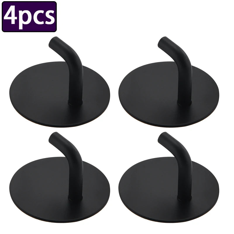 4pcs Stainless Steel Wall Hook Storage Hanger for Key Bag Clothes Waterproof Kitchen Bathroom Robe Towel Hook Organizer Accessor
