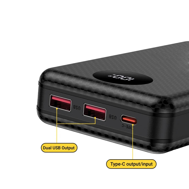 6x18650 Battery Holder 10W Fast Charging Digital Display DIY Mobile Power Case Dual USB Type C Wireless Charging Power Case