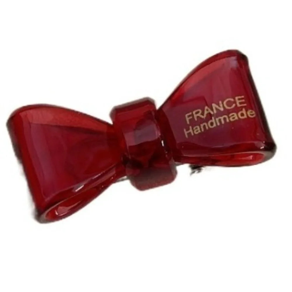 Minimalist New Acetic Acid Bow Hair Clip Transparent Cute Gold Label Mini Duckbill Clip Hairpin Side Bangs Hair Clip