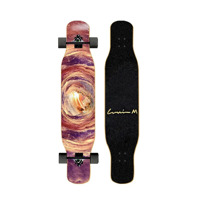 44-inch longboard skateboard for beginners, men, women, adults, professional double-kick dance board, youth maple wood four-whee
