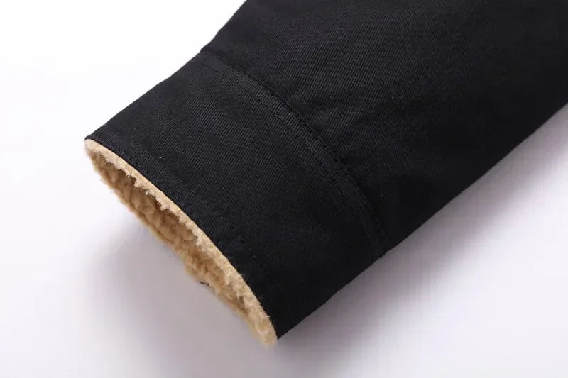 New Winter Men's Bomber Jacket High-quality Plush Thicken Wool Cargo Jackets Lapel Button-up Thick Warm Coat for Men Outwear 5XL