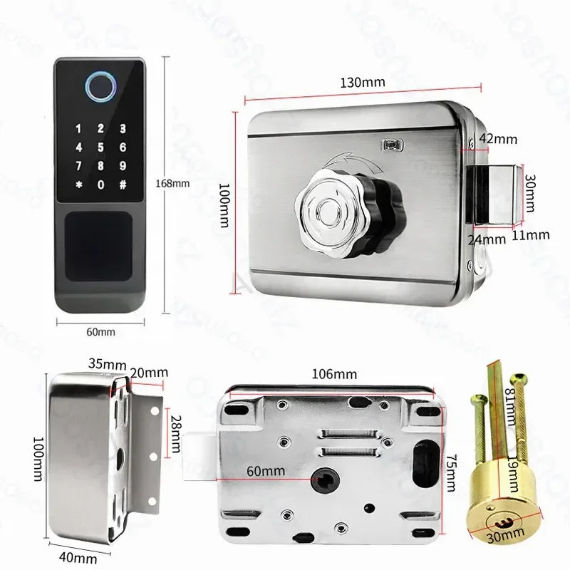 Tuya WIFI Smart Door Lock Double Side Fingerprint Lock Waterproof Outdoor Gate Passcode/IC Card /Key/Fingerprint/APP Unlock