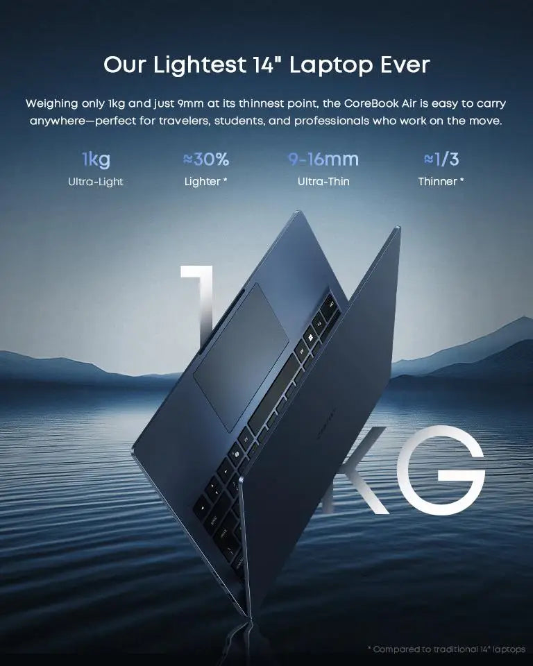 CHUWI Laptop Corebook Air AMD Ryzen 5 6600H 14 '' IPS Display 6 Cores 12 Threads 1kg Ultra-Light 9-16mm Ultra-Thin Notebook 1920x1200 Resolution Windows 11 Pro