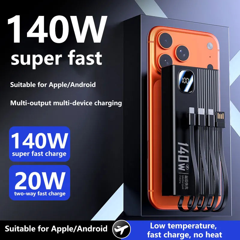 Oneplus 20,0000mAh Large Capacity Power Bank 140W Ultra-thin Fast Charging Built-in Power Bank Portable Fast Charging Power Bank