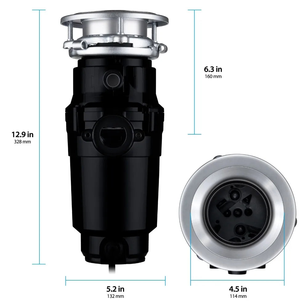 Waste Maid 1/2 HP Continuous Feed Garbage Disposal, Hardwired, Quiet & Compact