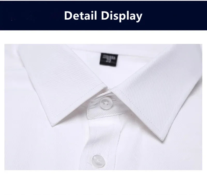 Plus Size 11XL 10XL Men's Business Shirt Casual Short Sleeve Summer Versatile Black-White Twill Plain Basic Social Formal 155KG