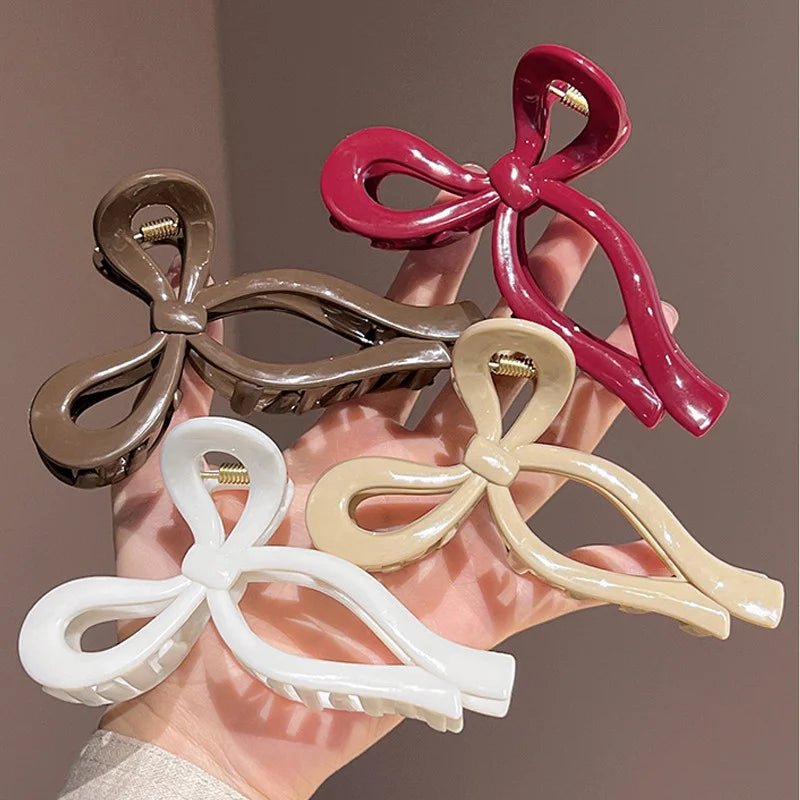 Soft Silicone Bow Hair Clip for Woman Simplicity Elegant Shark Clip Fashion Girl Ponytail Clip Hair Clamp