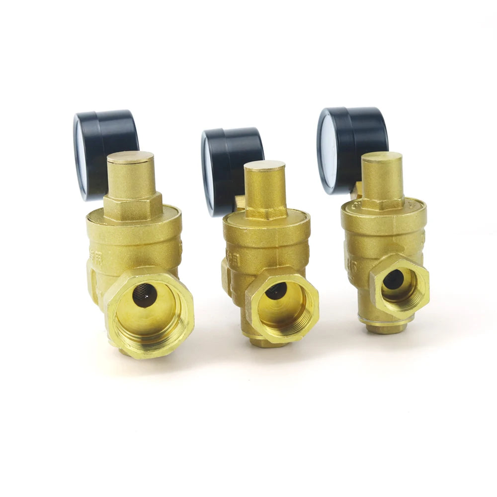 DN15 DN20 DN25 Brass Water Pressure Reducing Maintaining Valve 1/2" 3/4" 1" Adjustable Relief Valve With Gauge Meter