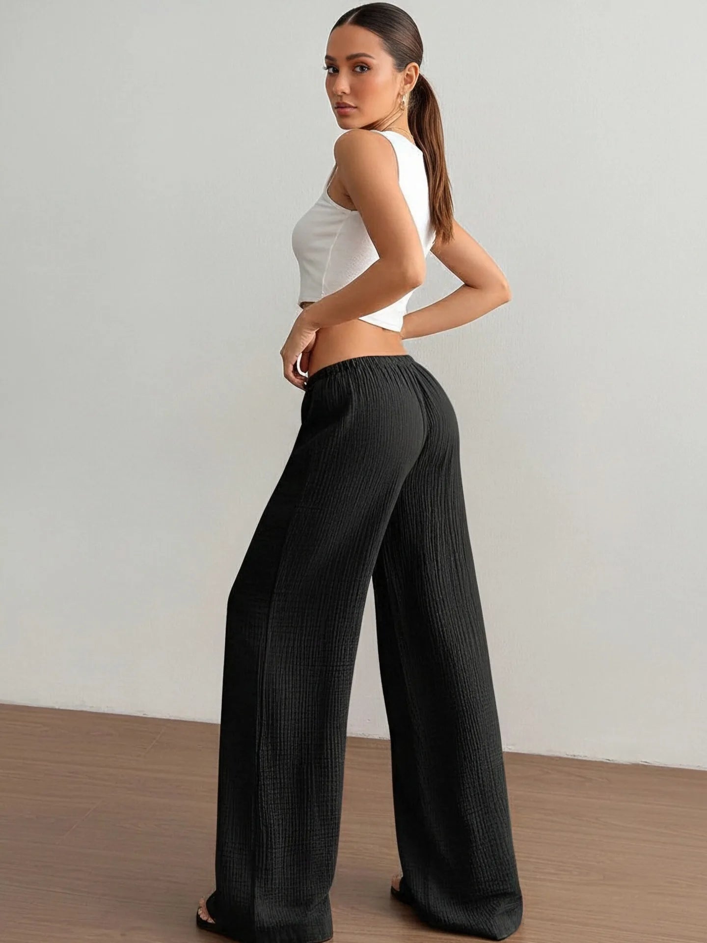 Summer Thin Texture Loose Pants Women High Waist Wide Leg Pants Women Casual Lazy Style Comfortable Breathable Trousers Women