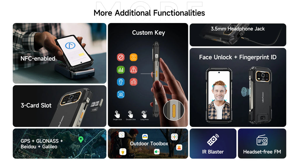 Ulefone Armor 27 Pro 5G 10600mAh Smartphone 50MP Camera 64MP Night Android 14 Rugged Phone Up to 24GB+256GB NFC Waterproof Phone