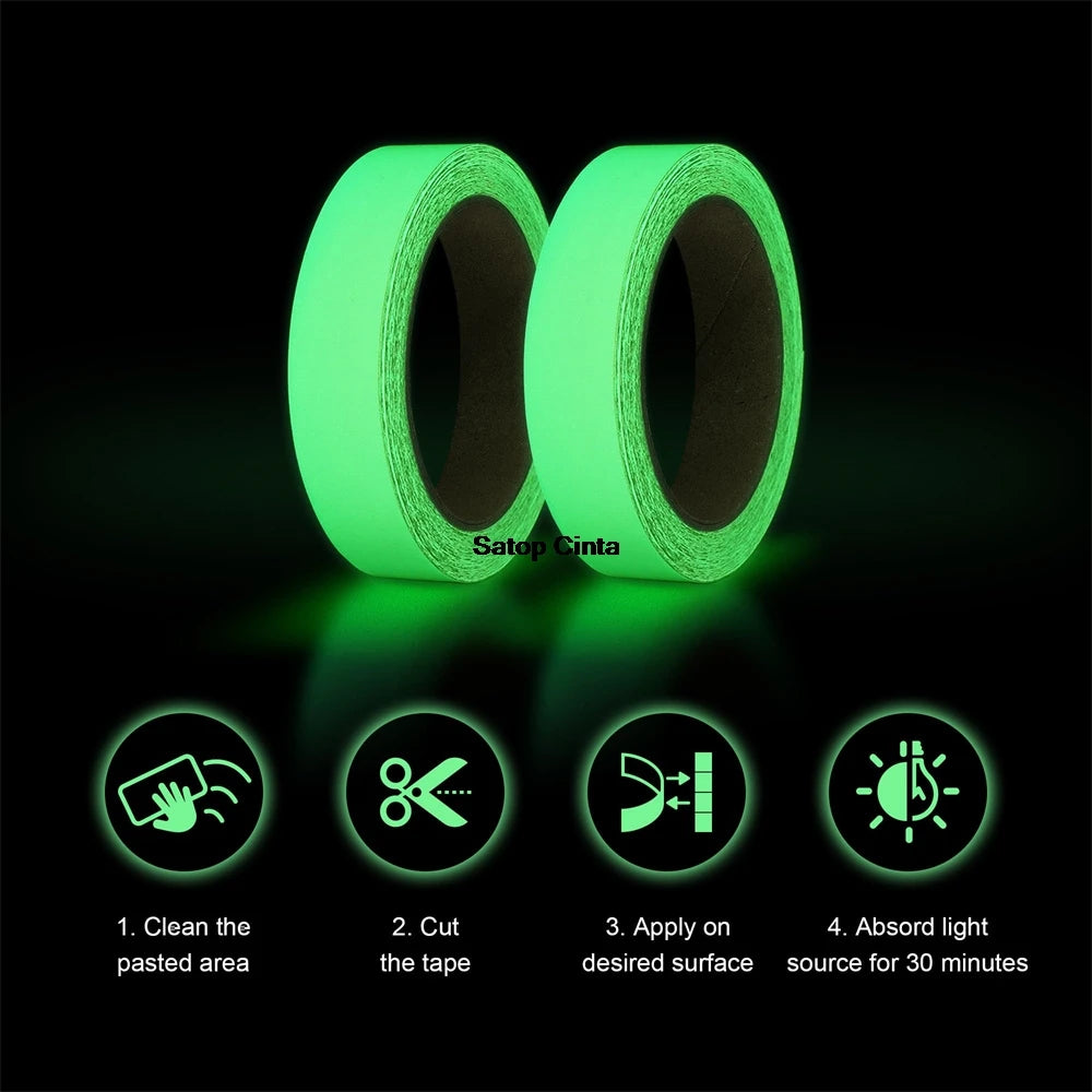 5M Green Luminous Safety Warning Strip Glow In The Dark Tape Self-Adhesive Stickers For Stage Stair Steps Home Marking Exit Sign