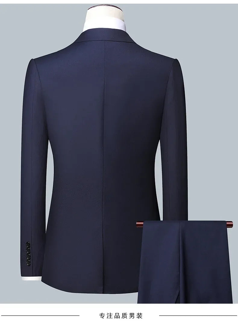 Suit Fashionable Formal Outdoor Gentleman Solid-color Men's Business Wedding Hosting Banquets Casual British Style Fitted Gentle