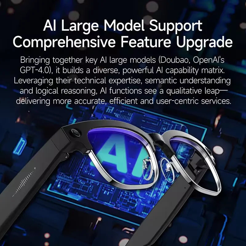 2026 New 4K HD 800W Pixel Dual-Camera Smart Glasses Men 1200P Video Recording AI Chat WIFI Transmission Translation Call Glasses