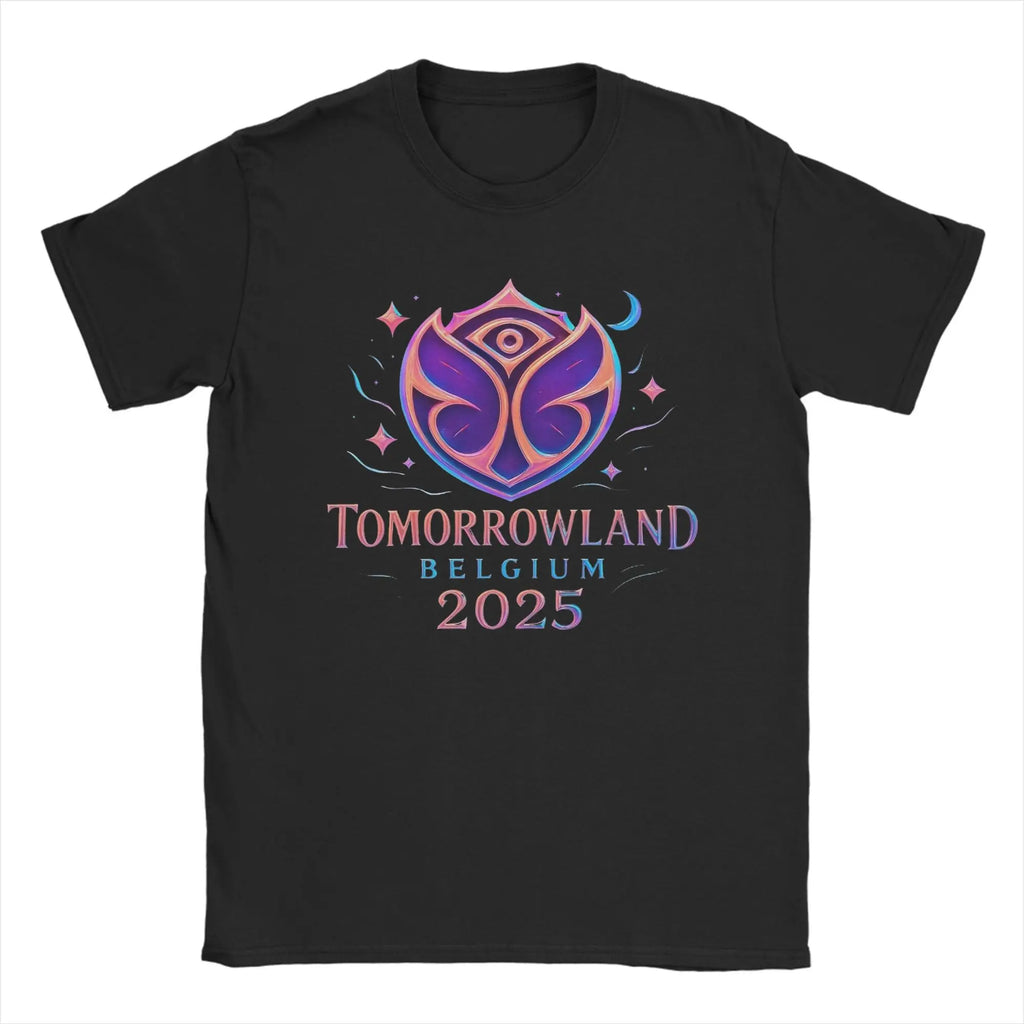 Tomorrowland Belgium 2025 Festival Trip Magical Futuristic Festival T Shirt Beach T Shirts Man Cotton Tees Short Sleeves Tshirt