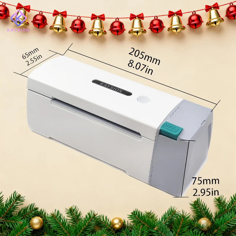 KAYSION Thermal Shipping Label Printer Portable Printer for 4x6 Mailing Packages Printing USB/WIFI/BT Connection