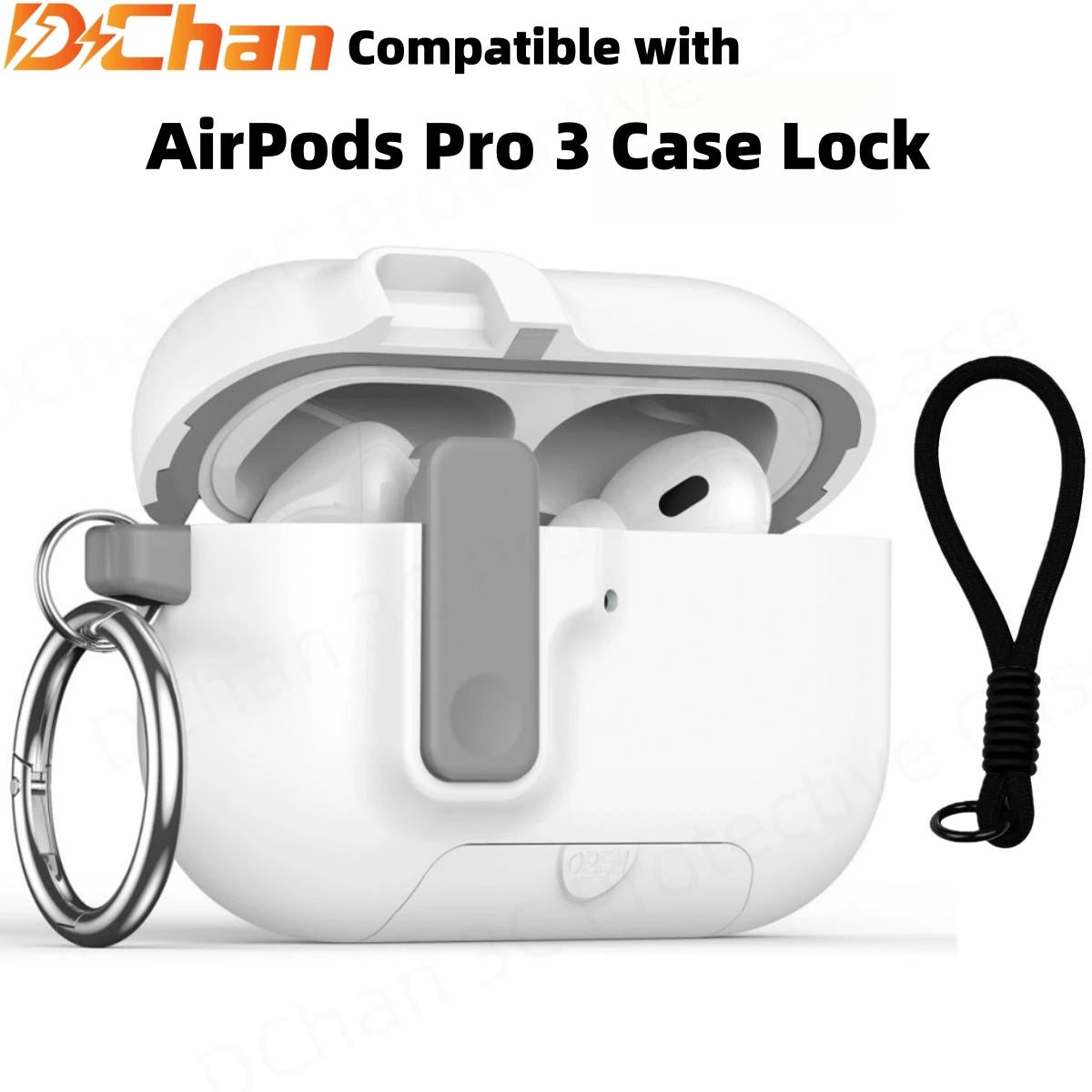 For AirPod Pro 3 Case with Keychain Lanyard Anti Loss Headphone Cover Sand Stone Switch Case for Men Women Air Pods Pro 3 Cases