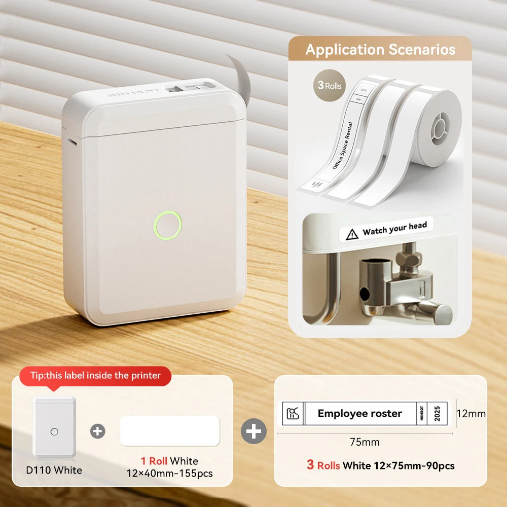 Niimbot D110 Mini Thermal Label Printer Wireless Adhesive Sticker Maker DIY Name Tag Inkless Labeling Machine for Phone