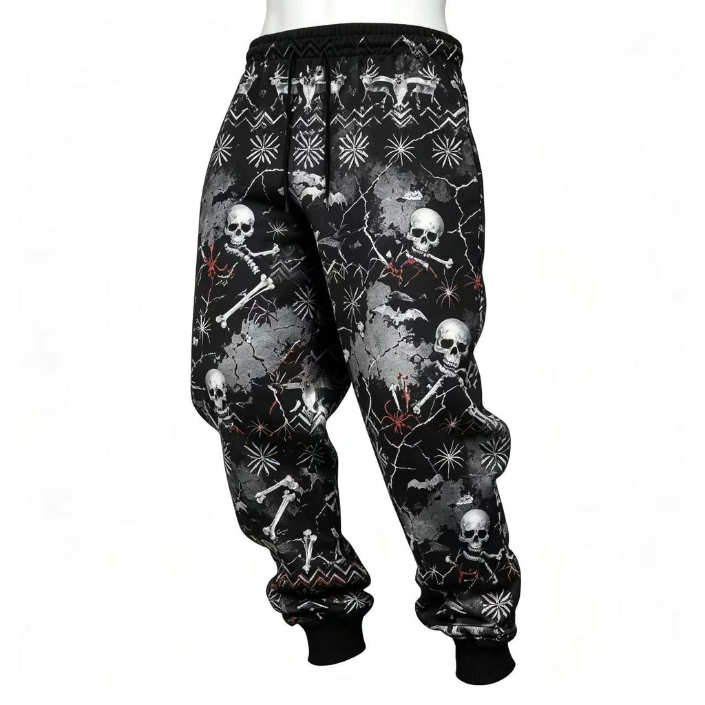 Halloween  new men's printed sweatpants, teens joggers, comfortable loose fit drawstring pants, unisex fashionable casual pants