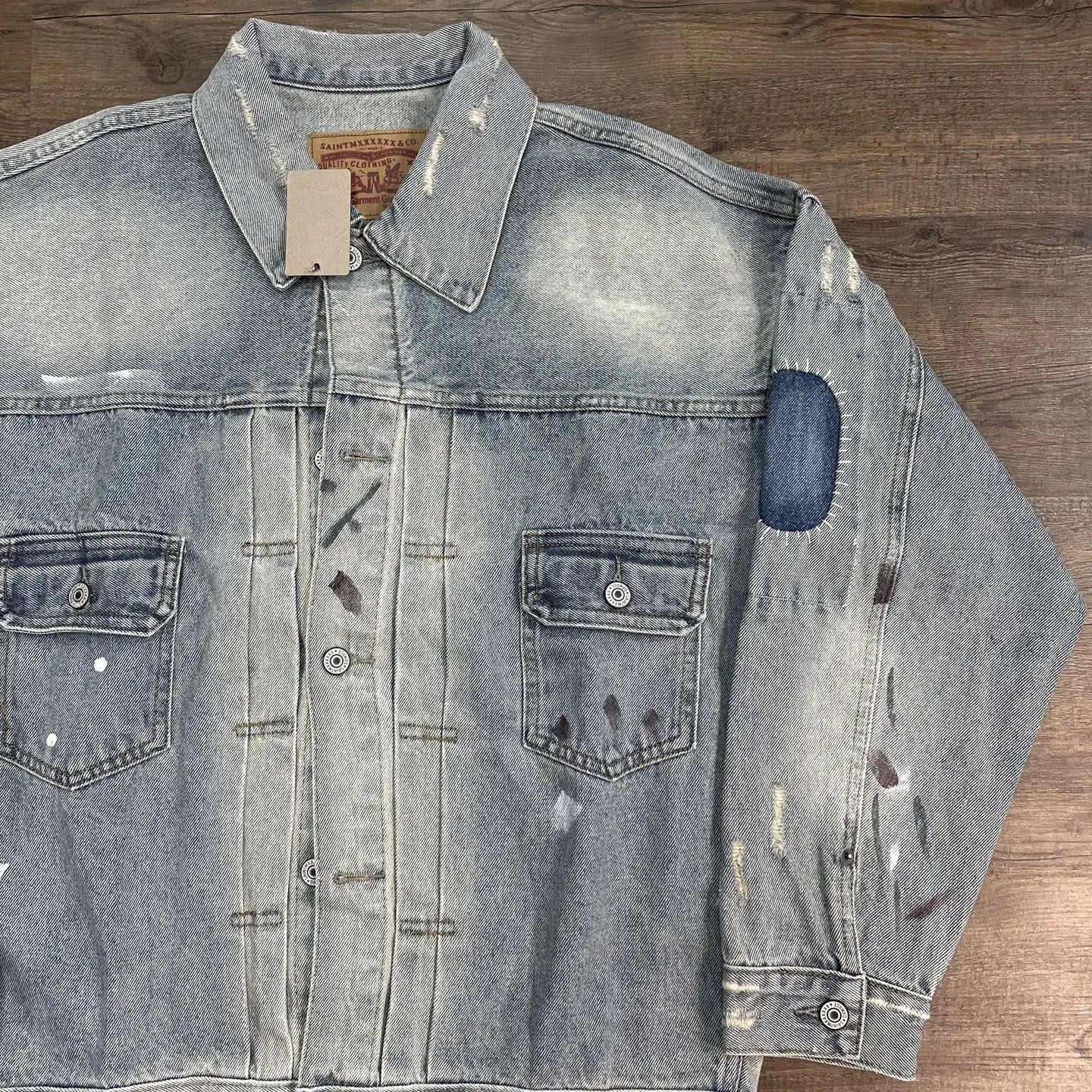Yao Fashion SAINT OF MICHAEL Damaged Aged Ripped Denim Jackets Streetwear Loose Oversize Unisex High Quality Jacket For Men