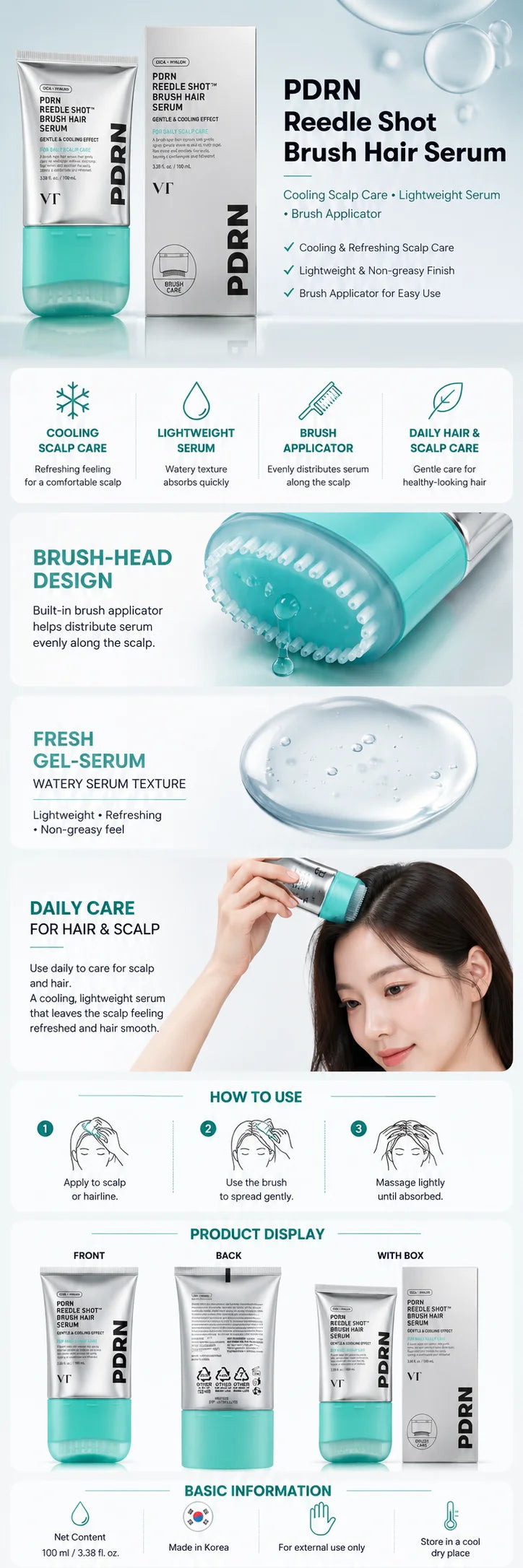 Korea-PDRN/ Hair & Scalp Serum Hydrating Nourishing Leave-In Care Essence for Damaged Hair