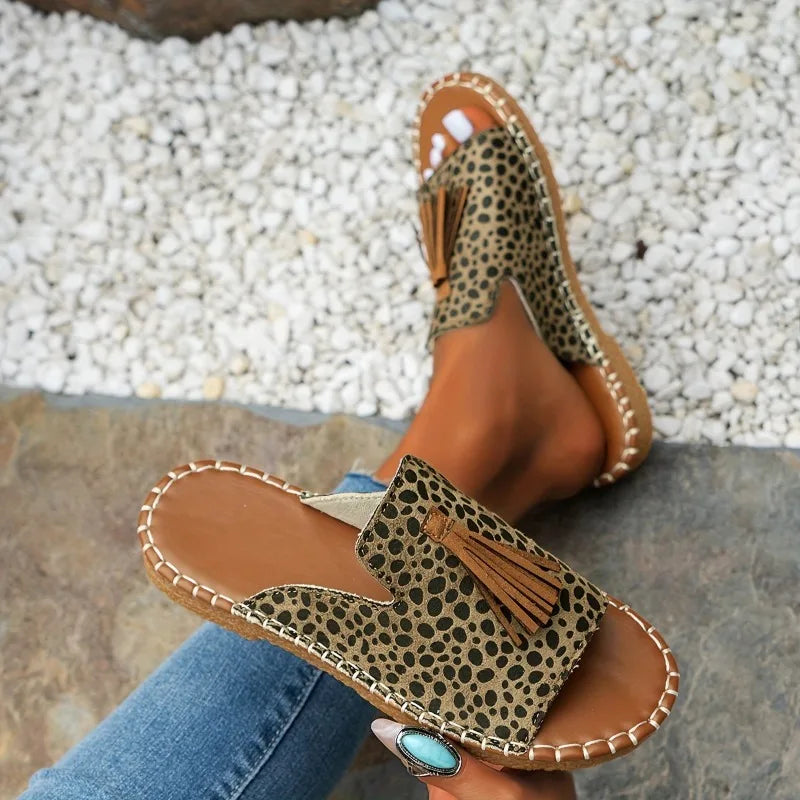 Women's Casual Beach Holiday Slippers 2024 Summer New Fashion Fringe Outdoor Flat Shoes Open Toe Sandals Zapatos De Mujer Slides