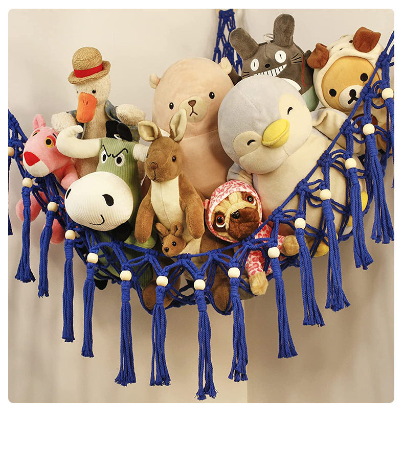 Triangle Toy Net Plush Toy Storage Corner Hanging Cotton Rope Hand-woven Toy Hammock