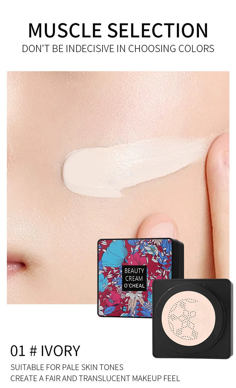 Mushroom Head BB Cream Foundation Cream Full Coverage Natural Nude Face Concealer Moisturizing Waterproof Long Lasting Makeup