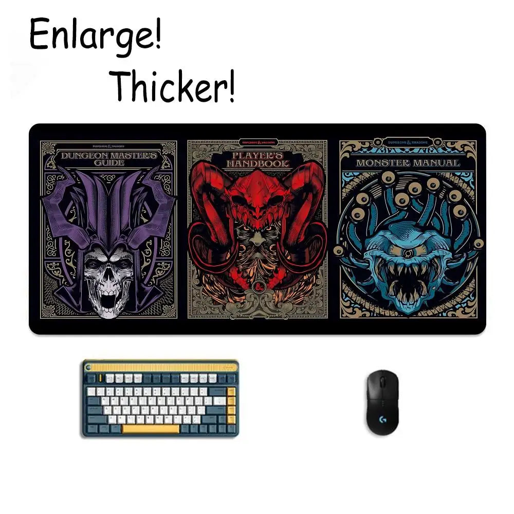 D&D D-Dungeon & Dragons Mouse Pad Tapetes de Mesa Teclado, Borracha Kawai, Tapete de Mesa Antiderrapante, XXL90x40cm