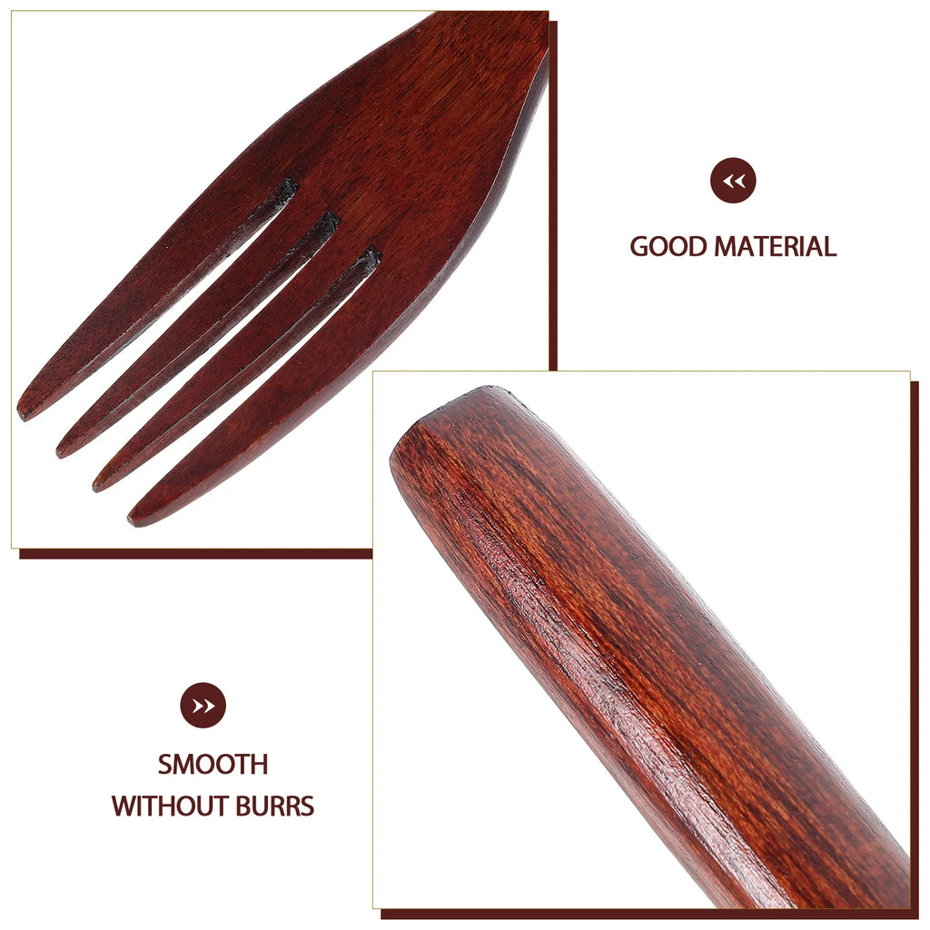 2pcs Long Handle Wooden Fork Kitchen Gadgets Tableware Natural Forks Set Eco Friendly Mixing Fork Cooking Wood Fork Cookware