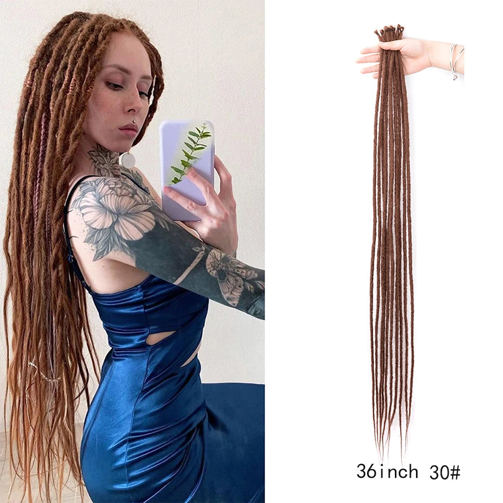 Dreadlock Extensions Handmade Crochet Hair Synthetic 24 36 Inches Dread Extension Crochet Braids For Women Dreadlocks Hair